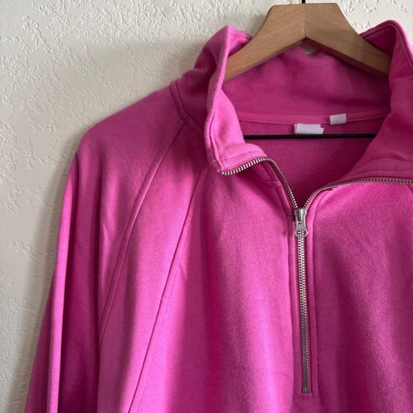 GAP | oversized half zip pullover sweatshirt hot pink | XL - Picture 3 of 6